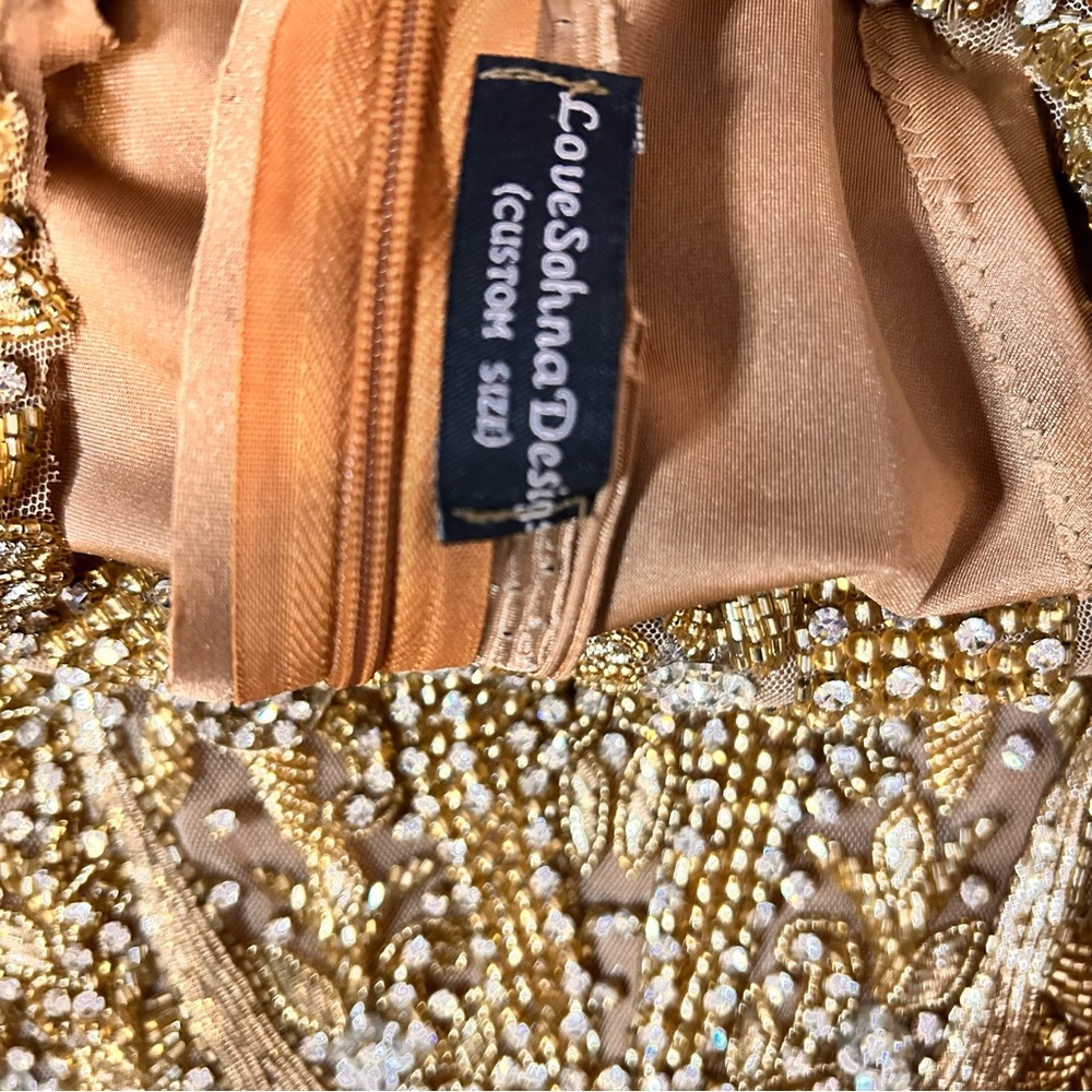 LoveSohnaDesigns Elegant Gold Embellished Mini Dress - (Custom Size) - Picture 11 of 15